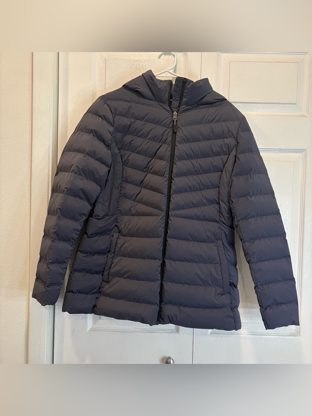 32 Degrees Heat Blue Womens Long Sleeve Hooded Puffer Coat - Size Large